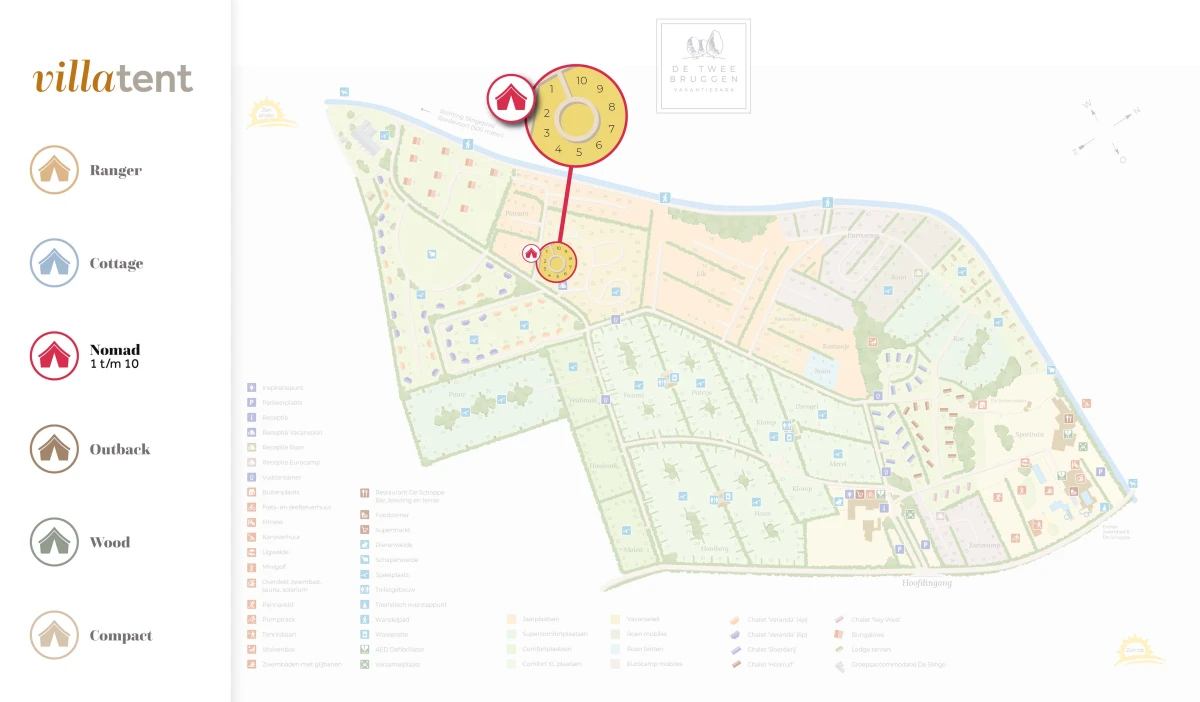 Villatent - Plattegrond Vakantiepark de Twee Bruggen- 2025