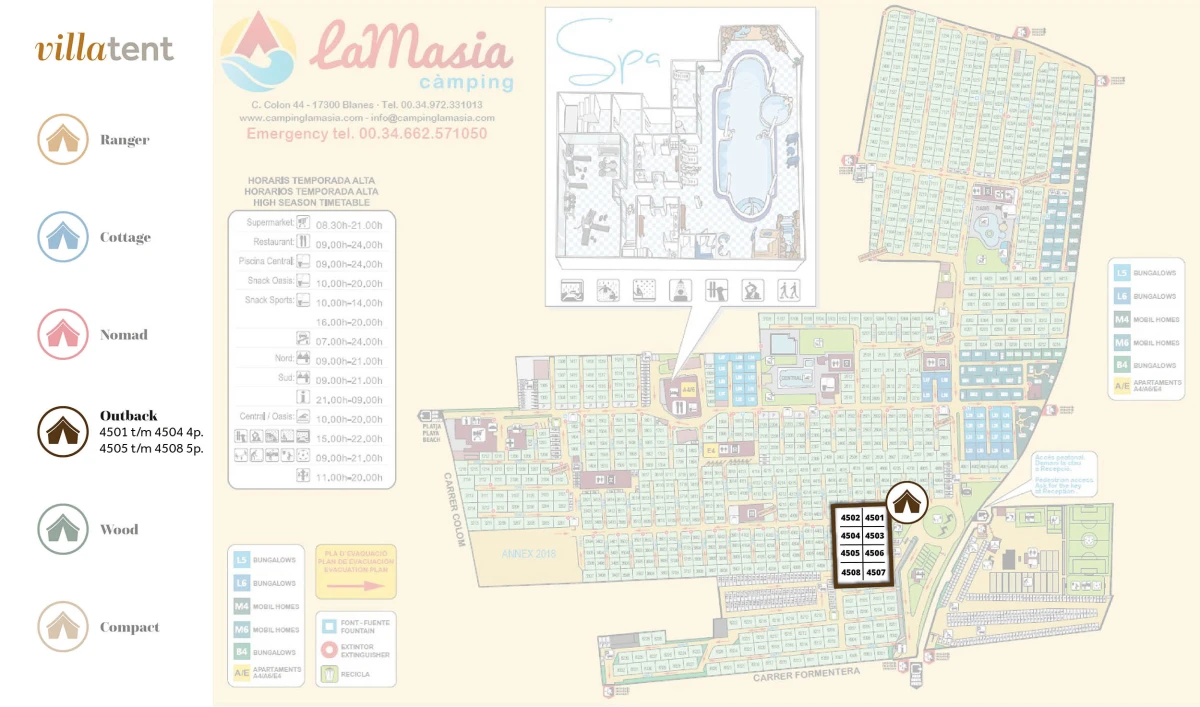 Villatent-Plattegrond-Spanje- Camping La Masia- 2026