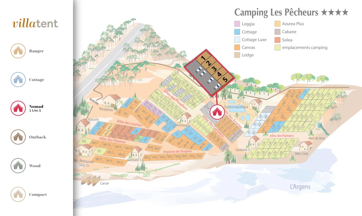 Villatent-Plattegrond-Camping Les Pêcheurs-2025 Villatent-Plattegrond-Camping Les Pêcheurs-2025