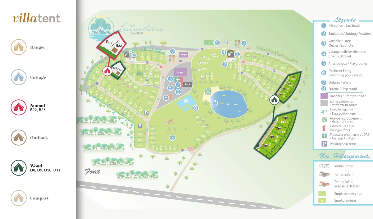 Villatent-Plattegrond-Camping Lestaubière - 2025
