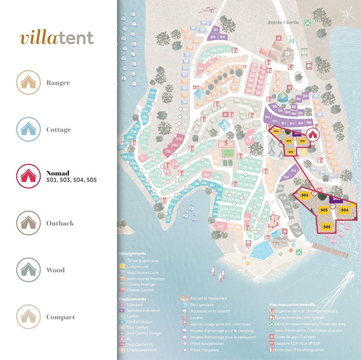 Villatent- Plattegrond- Camping La Presqu'île- 2025